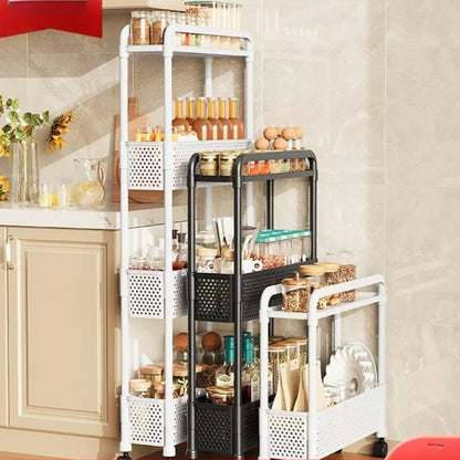Slim Gap Storage Rack – Movable Floor-Standing Narrow Cart for Kitchen, Bathroom & Living Room Organization
