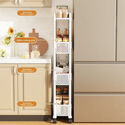 Slim Gap Storage Rack  Movable FloorStanding Narrow Cart For Kitchen Bathroom  Living Room Organiza 8