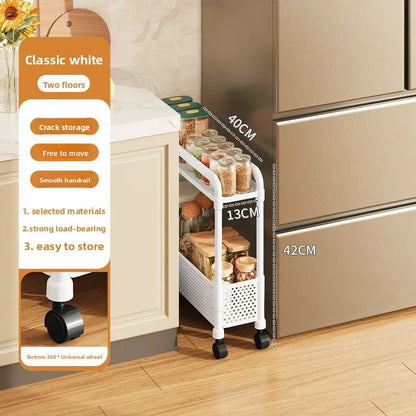 Slim Gap Storage Rack  Movable FloorStanding Narrow Cart For Kitchen Bathroom  Living Room Organiza 12