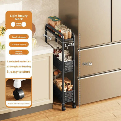 Slim Gap Storage Rack  Movable FloorStanding Narrow Cart For Kitchen Bathroom  Living Room Organiza 13