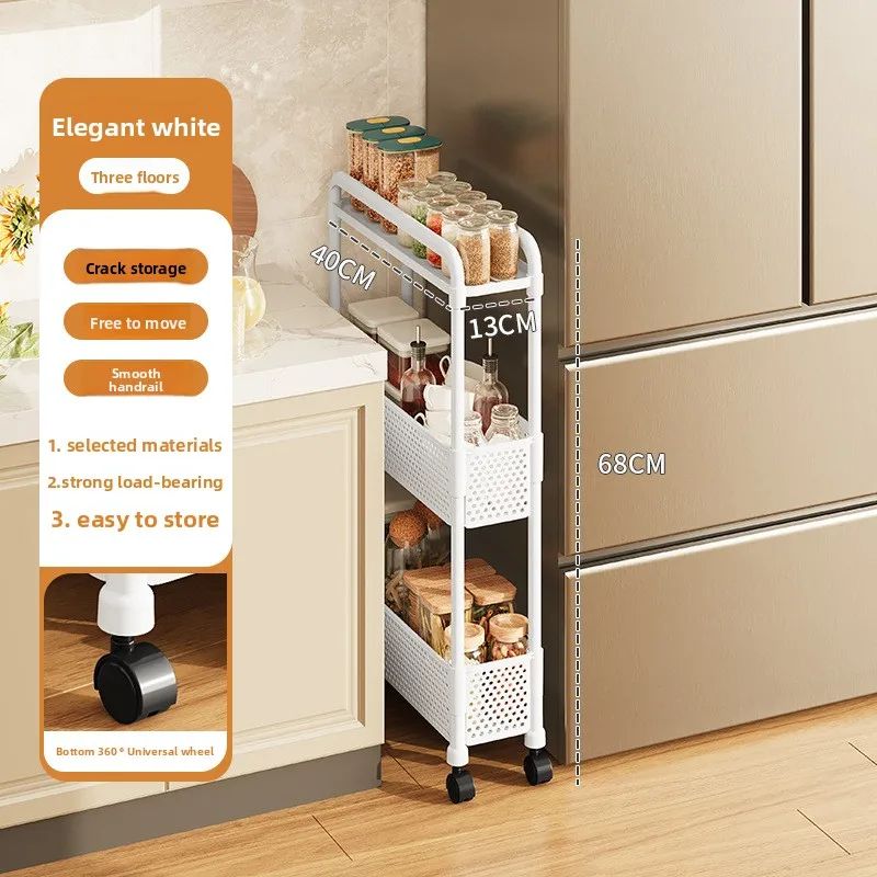 Slim Gap Storage Rack  Movable FloorStanding Narrow Cart For Kitchen Bathroom  Living Room Organiza 14