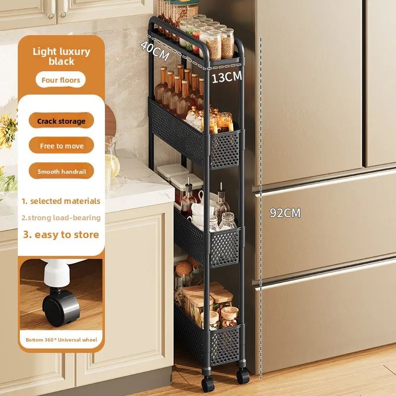 Slim Gap Storage Rack  Movable FloorStanding Narrow Cart For Kitchen Bathroom  Living Room Organiza 15