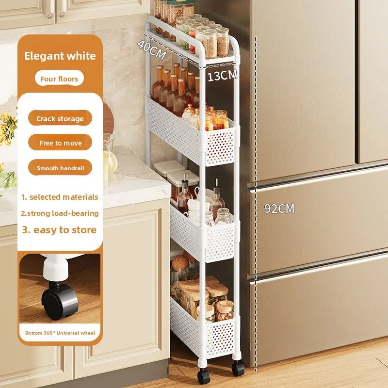 Slim Gap Storage Rack  Movable FloorStanding Narrow Cart For Kitchen Bathroom  Living Room Organiza 16