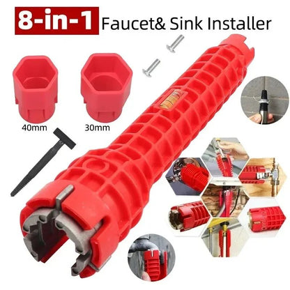 8-in-1 Multi-Functional Sink Faucet Wrench – Universal Large-Open Plumbing Tool for Bathroom & Household Water Pipe