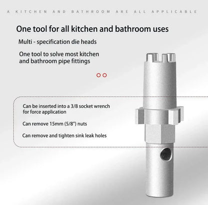 8in1 MultiFunctional Sink Faucet Wrench  Universal LargeOpen Plumbing Tool For Bathroom  Household  9