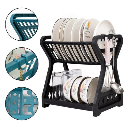DoubleLayer Kitchen Dish Rack  Multifunctional Drain Bowl Tray  Storage Organizer For Drying Plates 1