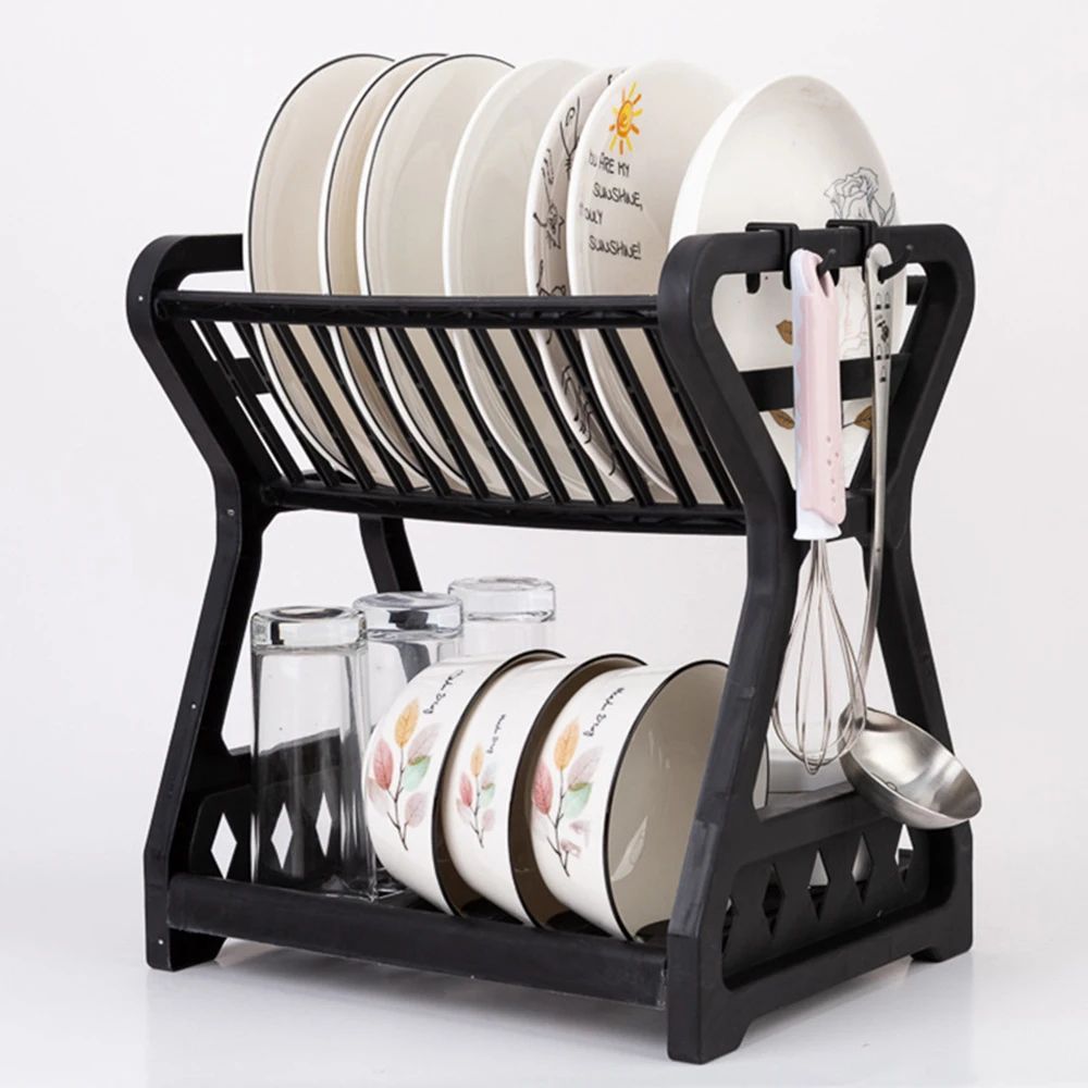 DoubleLayer Kitchen Dish Rack  Multifunctional Drain Bowl Tray  Storage Organizer For Drying Plates 2