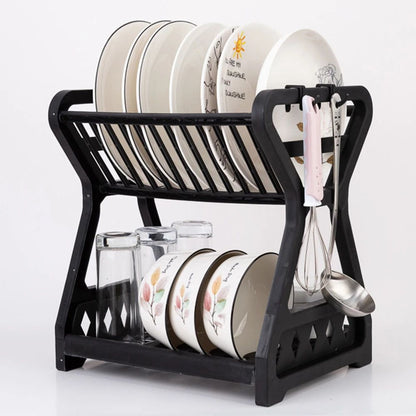 DoubleLayer Kitchen Dish Rack  Multifunctional Drain Bowl Tray  Storage Organizer For Drying Plates 2