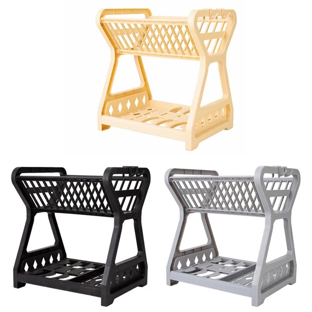 DoubleLayer Kitchen Dish Rack  Multifunctional Drain Bowl Tray  Storage Organizer For Drying Plates 3