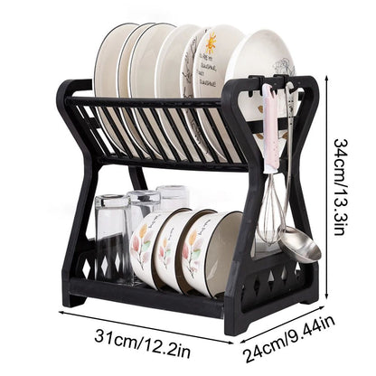 DoubleLayer Kitchen Dish Rack  Multifunctional Drain Bowl Tray  Storage Organizer For Drying Plates 4