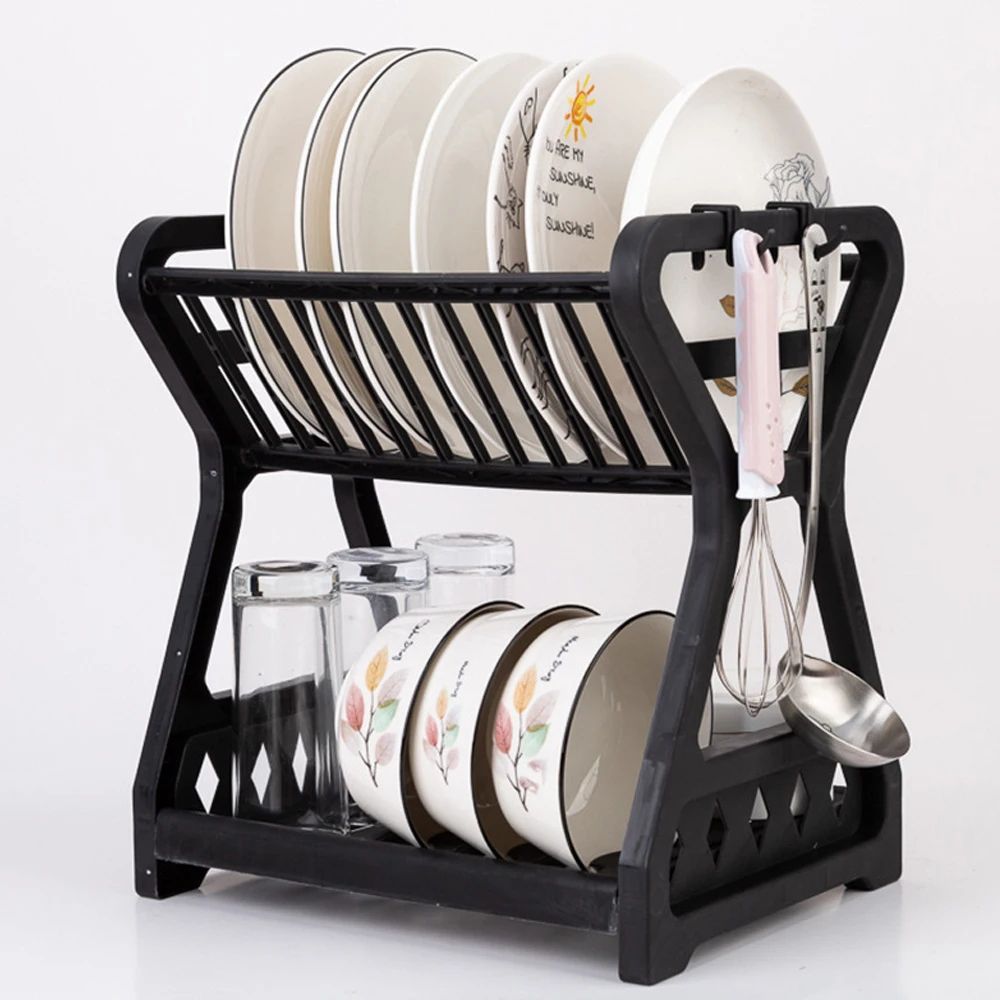 DoubleLayer Kitchen Dish Rack  Multifunctional Drain Bowl Tray  Storage Organizer For Drying Plates 6