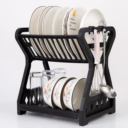 DoubleLayer Kitchen Dish Rack  Multifunctional Drain Bowl Tray  Storage Organizer For Drying Plates 6