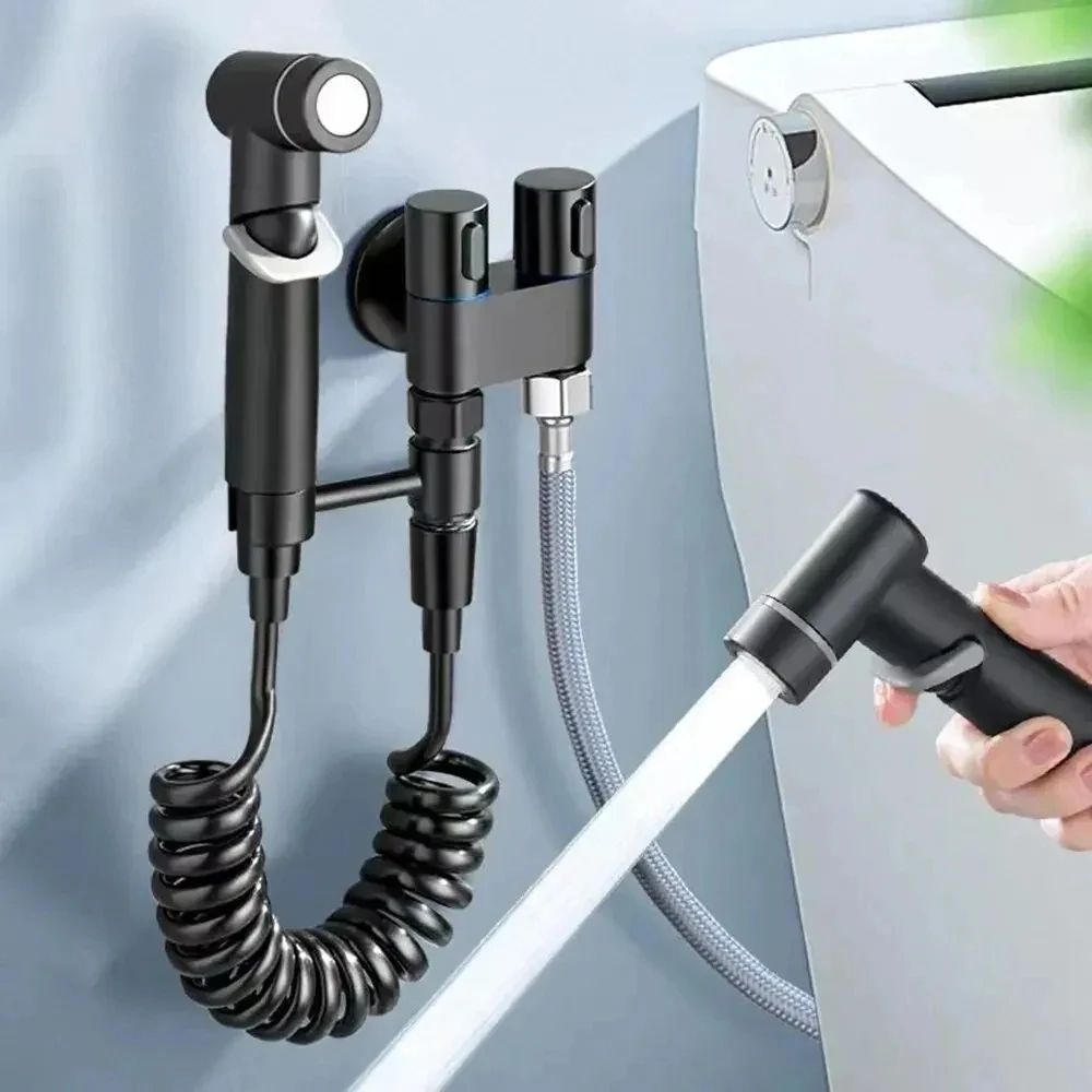 Zinc Alloy Angle Valve Bidet Sprayer Set  OneinTwoOut WallMount Water Control Valve For Toilet  Bat 5