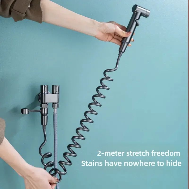 Zinc Alloy Angle Valve Bidet Sprayer Set  OneinTwoOut WallMount Water Control Valve For Toilet  Bat 8