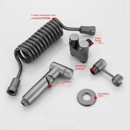 Zinc Alloy Angle Valve Bidet Sprayer Set  OneinTwoOut WallMount Water Control Valve For Toilet  Bat 9