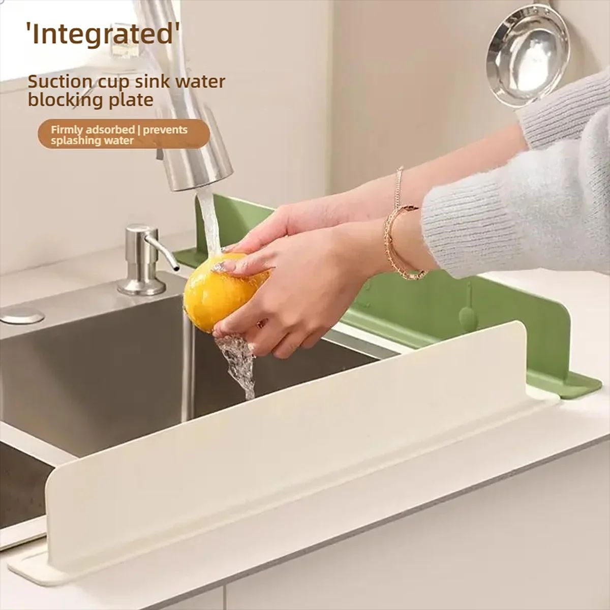 Silicone Sink Splash Guard With Suction Cup  WhiteGreen Water Baffle To Protect Clothes From Splash 1