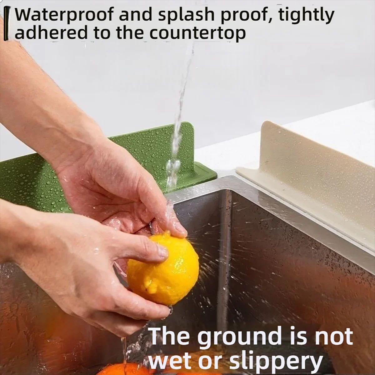 Silicone Sink Splash Guard With Suction Cup  WhiteGreen Water Baffle To Protect Clothes From Splash 3