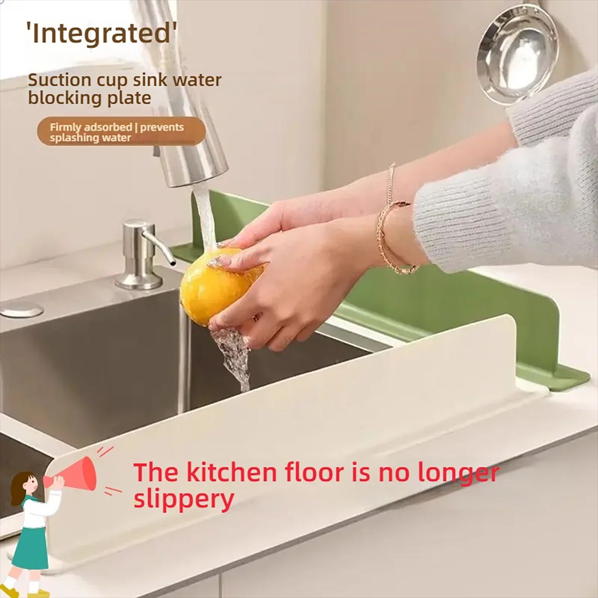 Silicone Sink Splash Guard With Suction Cup  WhiteGreen Water Baffle To Protect Clothes From Splash 14