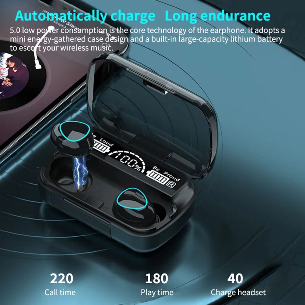 M10 Wireless Earbuds HighQuality BT Headset With Perfect Sound Sports Gaming Earphones  BuiltIn Pow 1