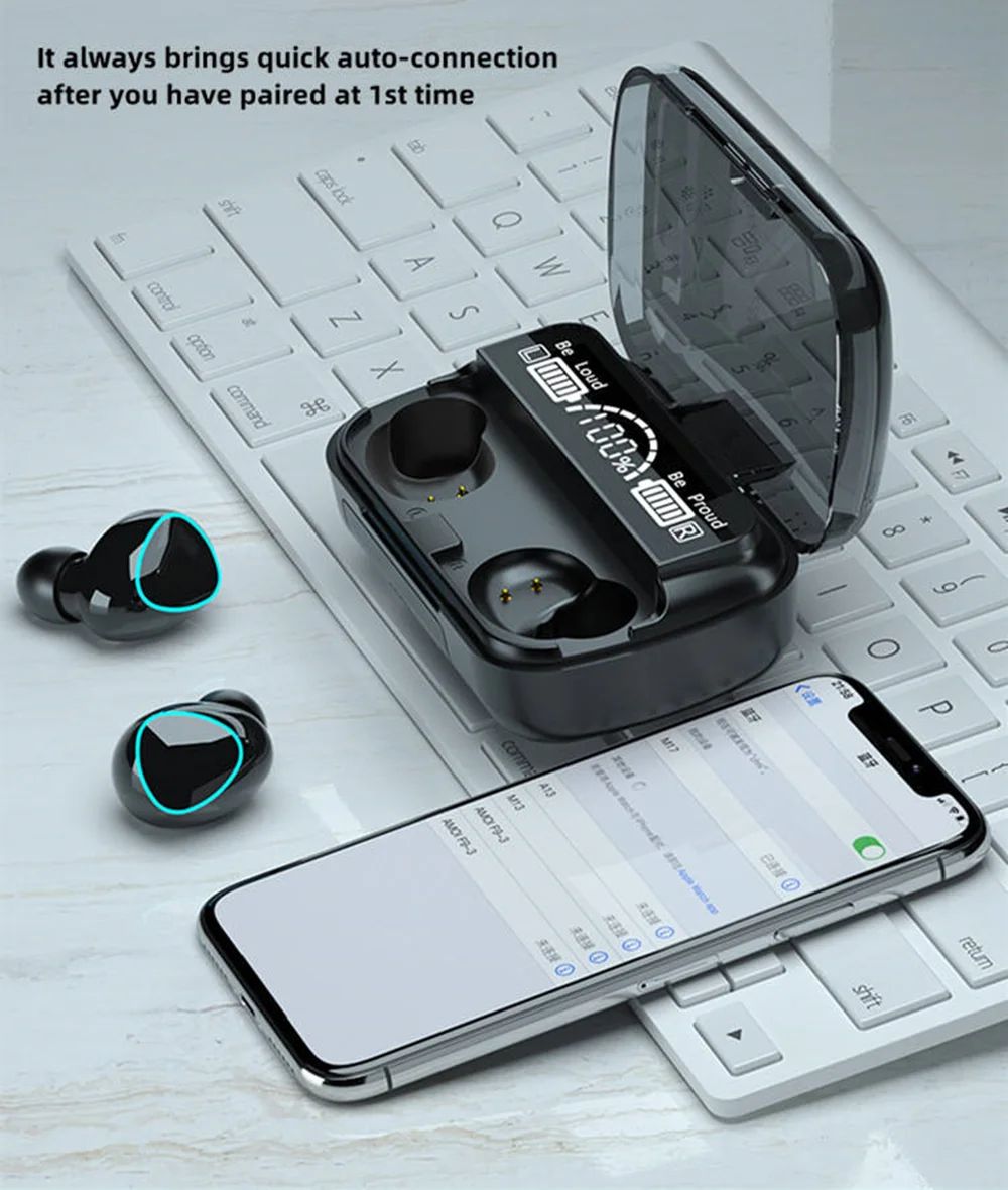 M10 Wireless Earbuds HighQuality BT Headset With Perfect Sound Sports Gaming Earphones  BuiltIn Pow 2