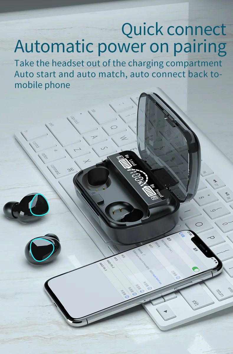 M10 Wireless Earbuds HighQuality BT Headset With Perfect Sound Sports Gaming Earphones  BuiltIn Pow 8