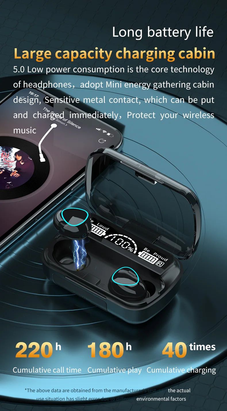M10 Wireless Earbuds HighQuality BT Headset With Perfect Sound Sports Gaming Earphones  BuiltIn Pow 12