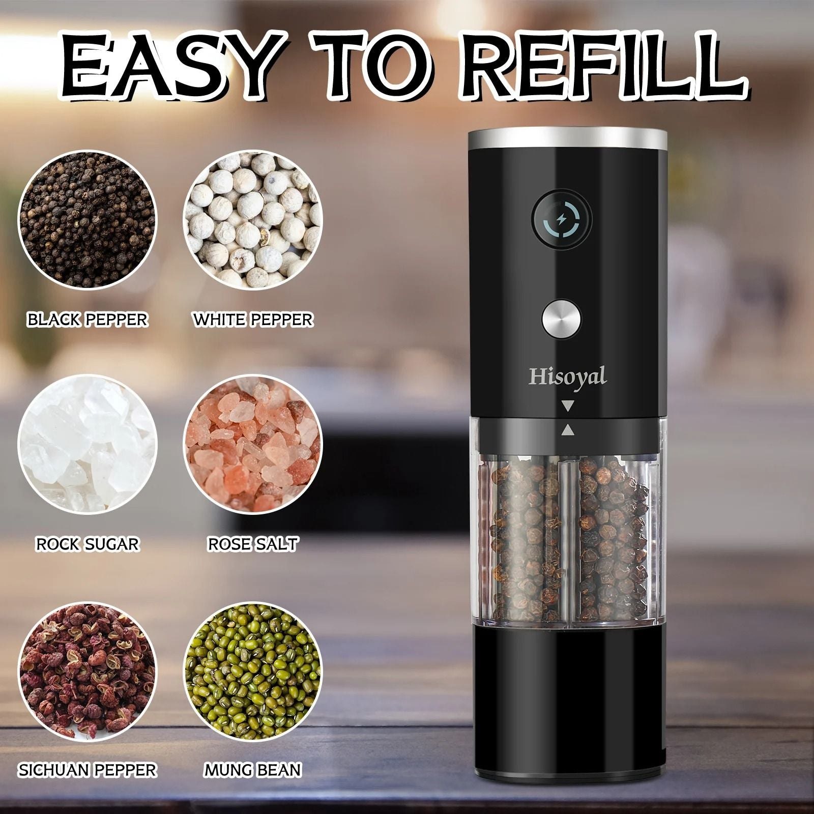 Electric Salt and Pepper Grinder with USB Charging for Kitchens and Restaurants