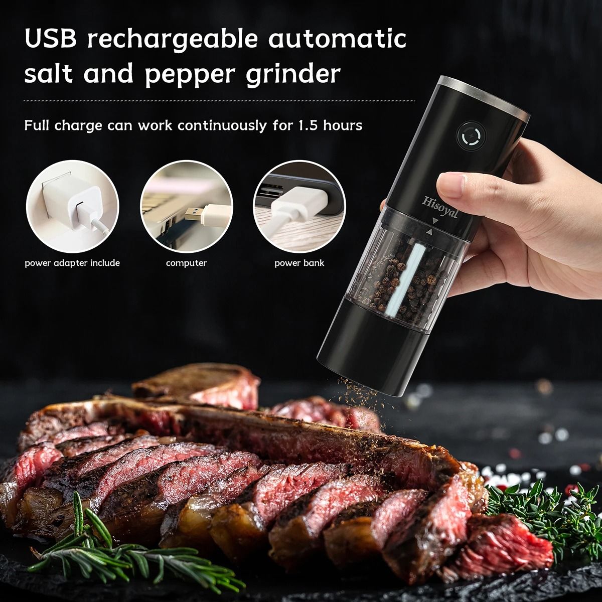 Electric Salt And Pepper Grinder With USB Charging For Kitchens And Restaurants 1