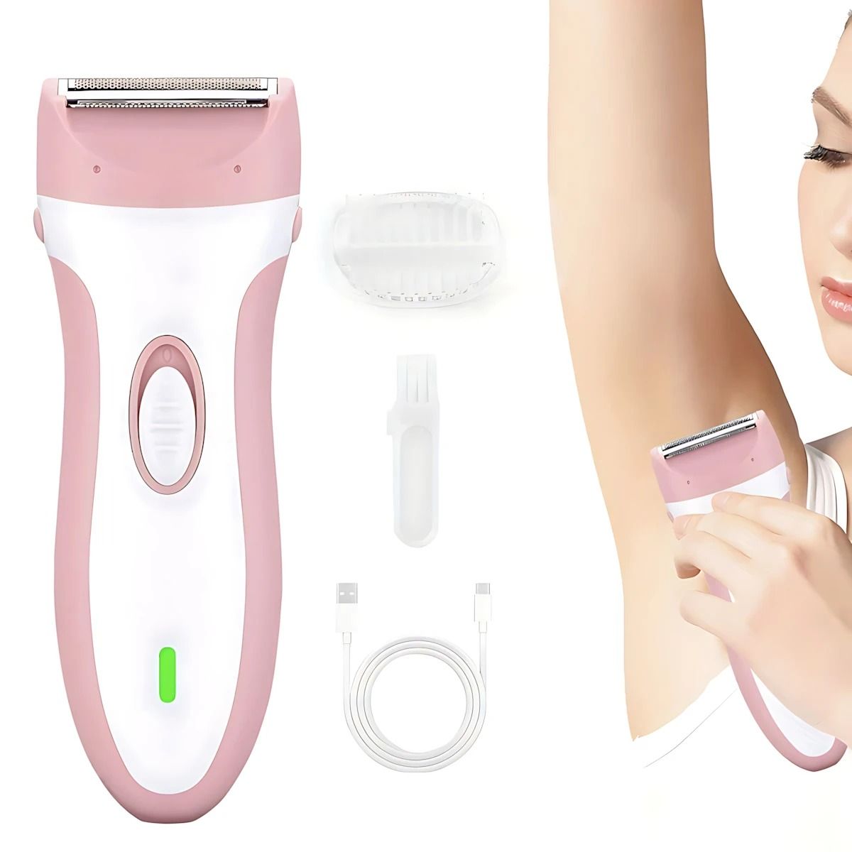 Rechargeable Womens Electric Body Hair Trimmer for Underarms, Legs, and Bikini Line