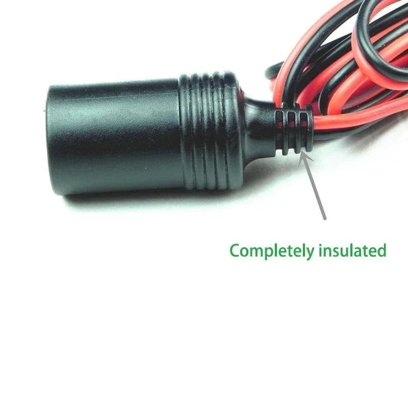 12V Car Battery Clip Adapter With Cigarette Lighter Socket High Power Copper Clamps 2