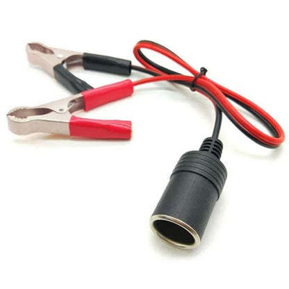 12V Car Battery Clip Adapter With Cigarette Lighter Socket High Power Copper Clamps 5