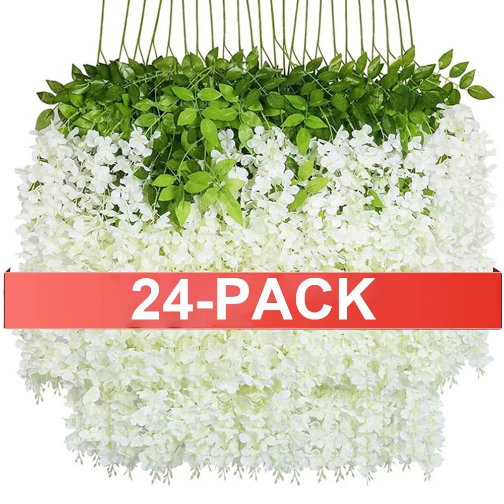 Luxe Cascading Artificial Wisteria Hanging Garland – Elegant Fake Vines for Weddings, Home & Event Decor