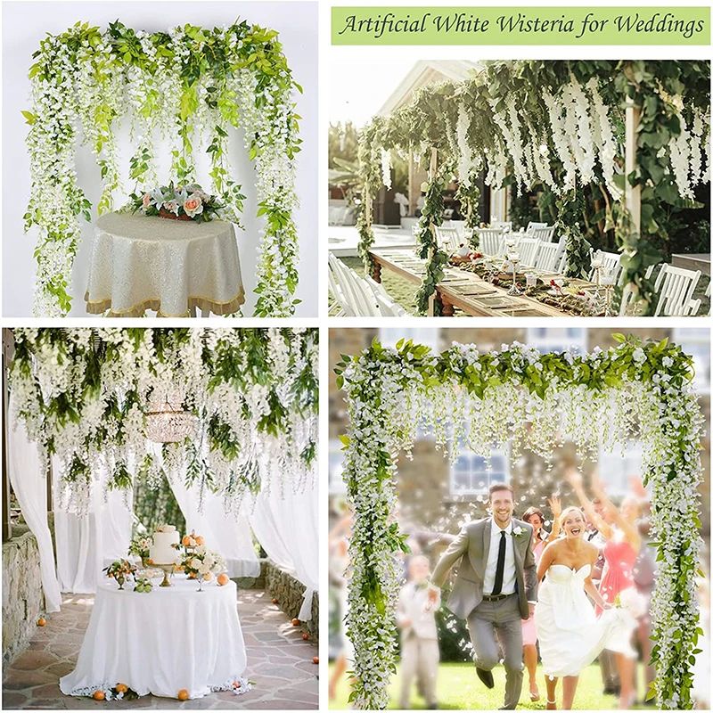 Luxe Cascading Artificial Wisteria Hanging Garland  Elegant Fake Vines For Weddings Home  Event Dec 2