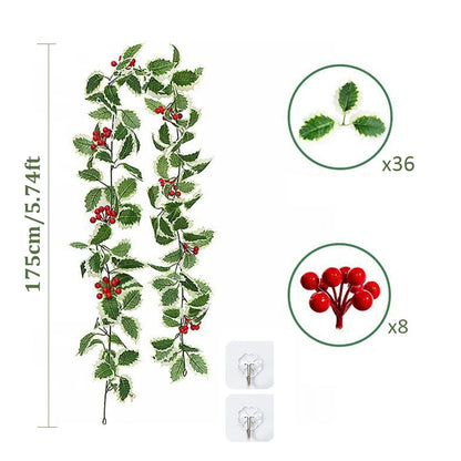 Premium Christmas Red Berry Holly Garland  Lifelike Holiday Decor For Mantels Tables  Doorways 1
