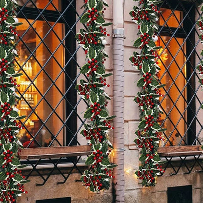 Premium Christmas Red Berry Holly Garland  Lifelike Holiday Decor For Mantels Tables  Doorways 5