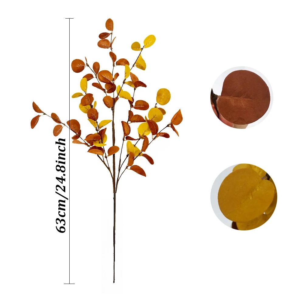 Autumn Eucalyptus Artificial Branch Set  Realistic Fall Home Decor Stems For Tables  Walls 2