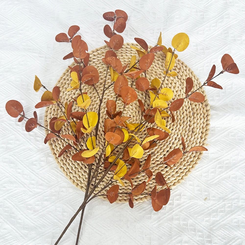 Autumn Eucalyptus Artificial Branch Set  Realistic Fall Home Decor Stems For Tables  Walls 5