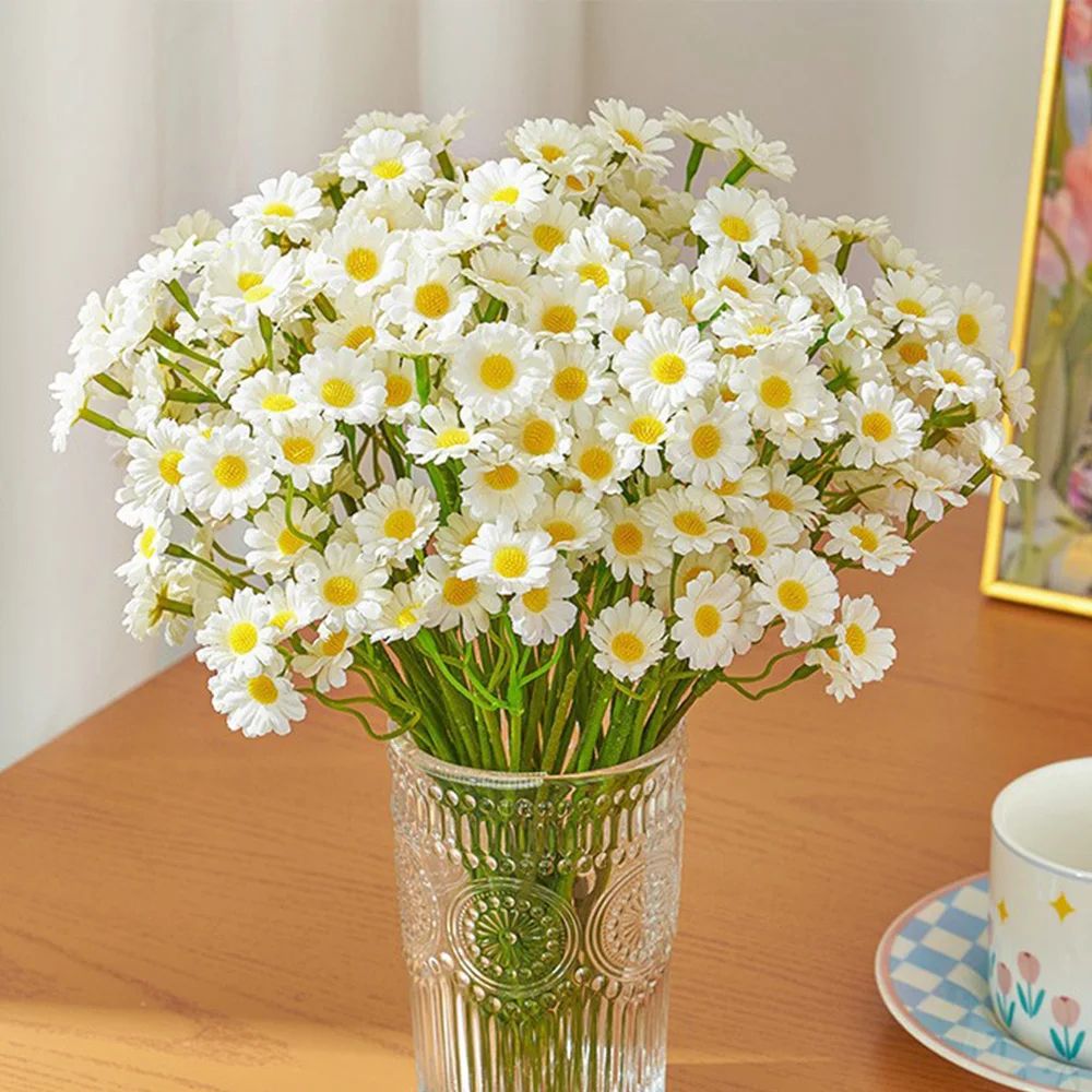 SpringGlow Premium Daisy Flower Bouquet  120Head Artificial Floral Arrangement For Home Wedding  Pa 1