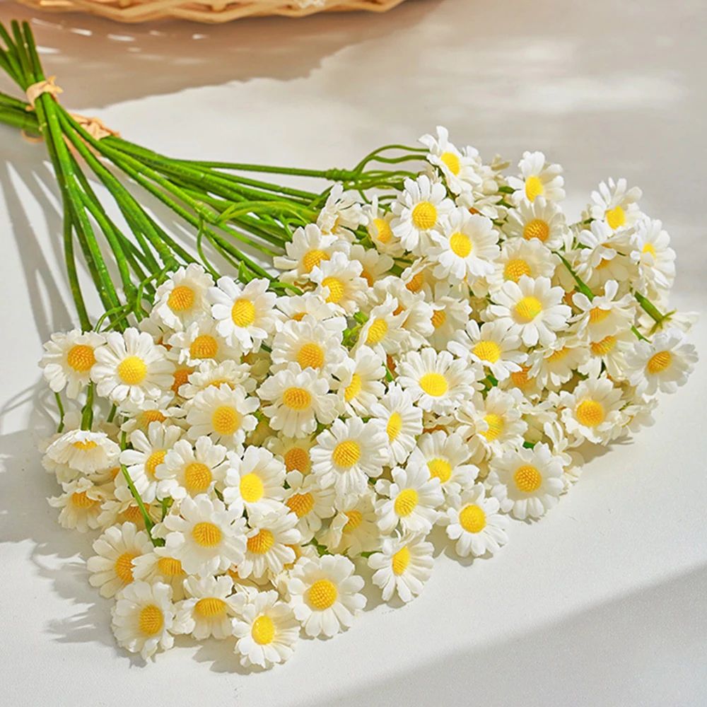SpringGlow Premium Daisy Flower Bouquet  120Head Artificial Floral Arrangement For Home Wedding  Pa 6