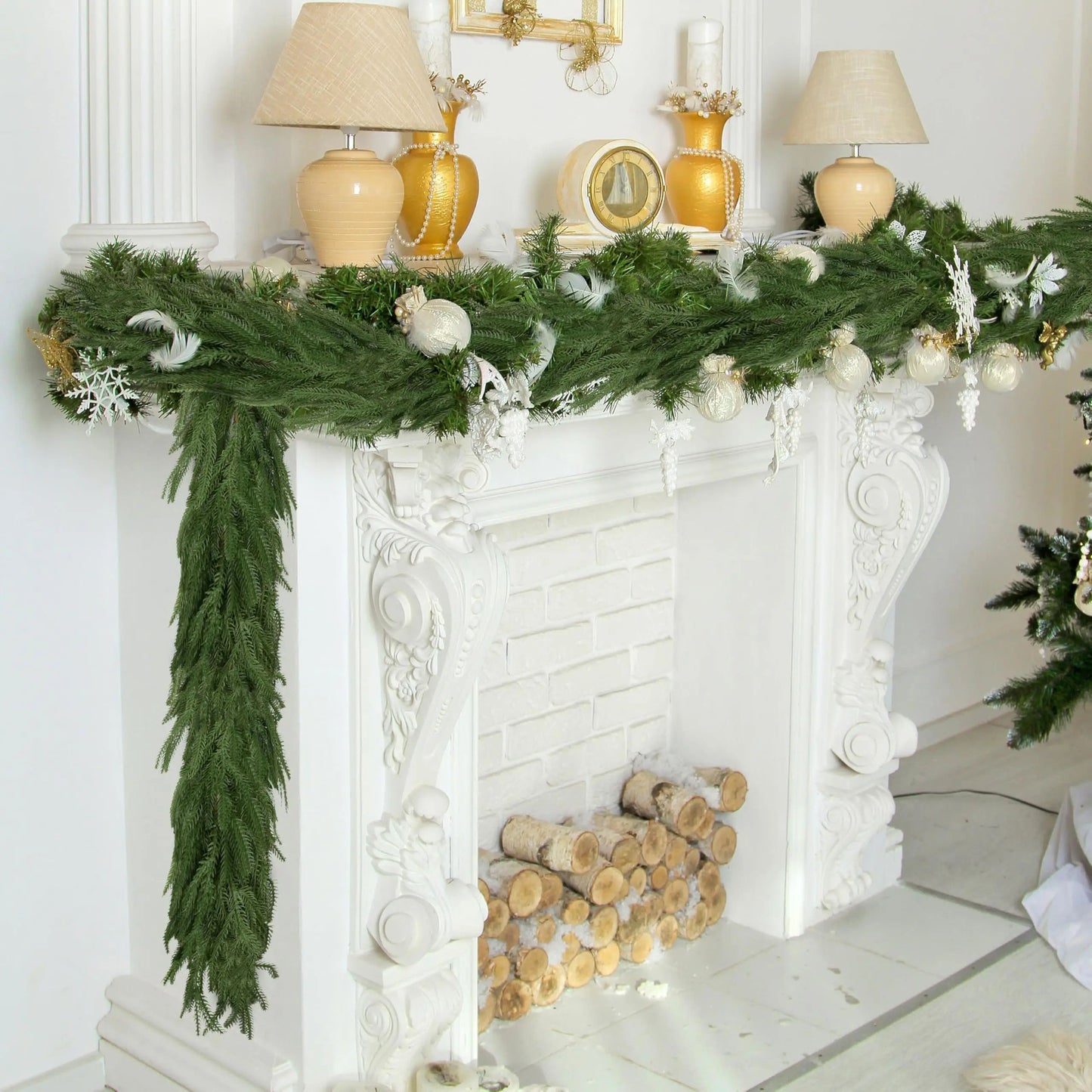 Premium Faux Cedar Christmas Garland For Mantels Staircases  Holiday Displays 2