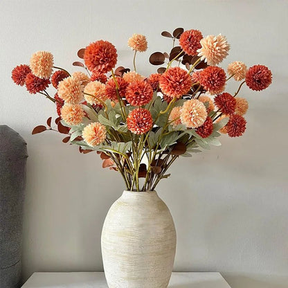 Elegant Faux Pompon Mum Stems  Realistic Autumn Chrysanthemum Ball Flowers For Bouquets  Home Decor 1