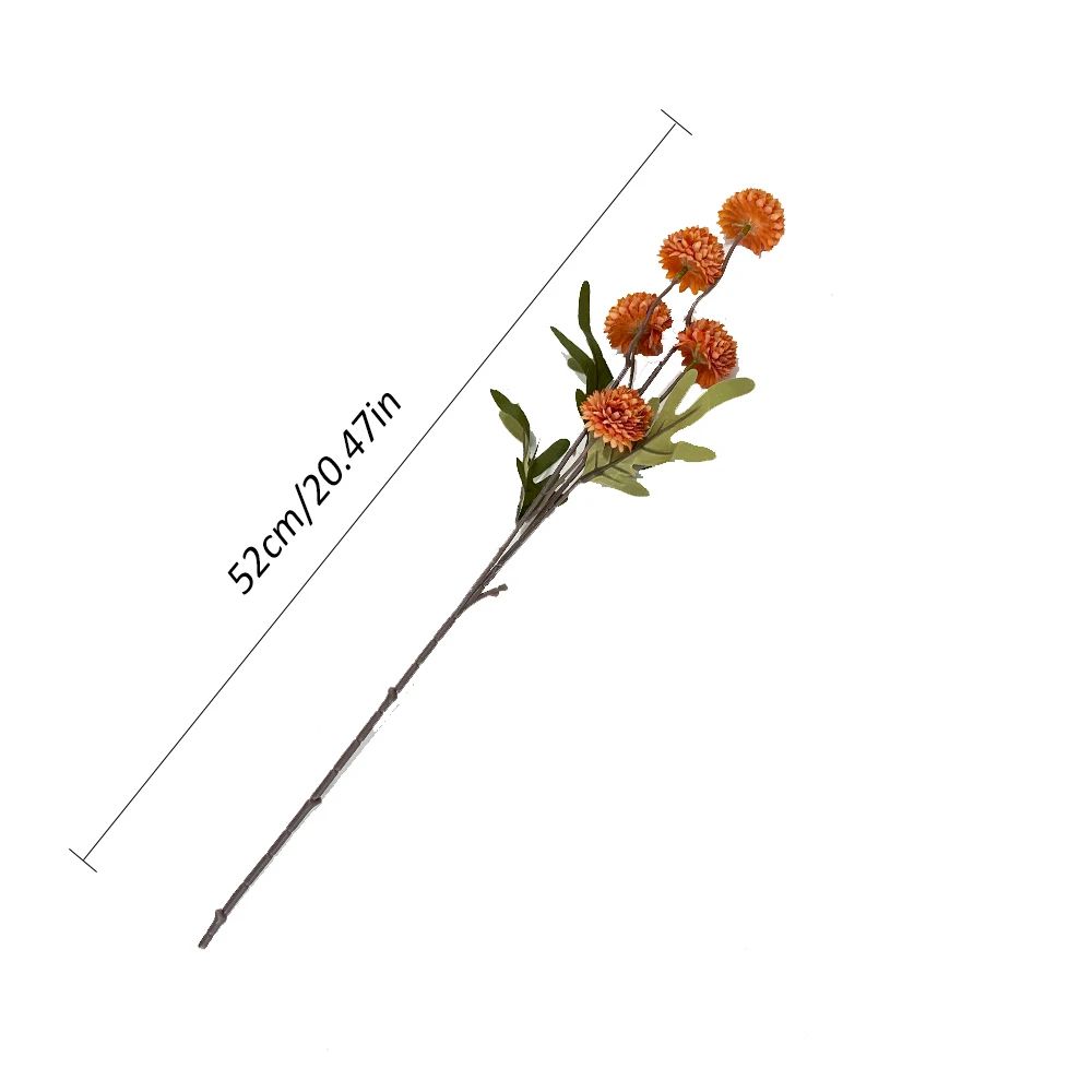 Elegant Faux Pompon Mum Stems  Realistic Autumn Chrysanthemum Ball Flowers For Bouquets  Home Decor 3