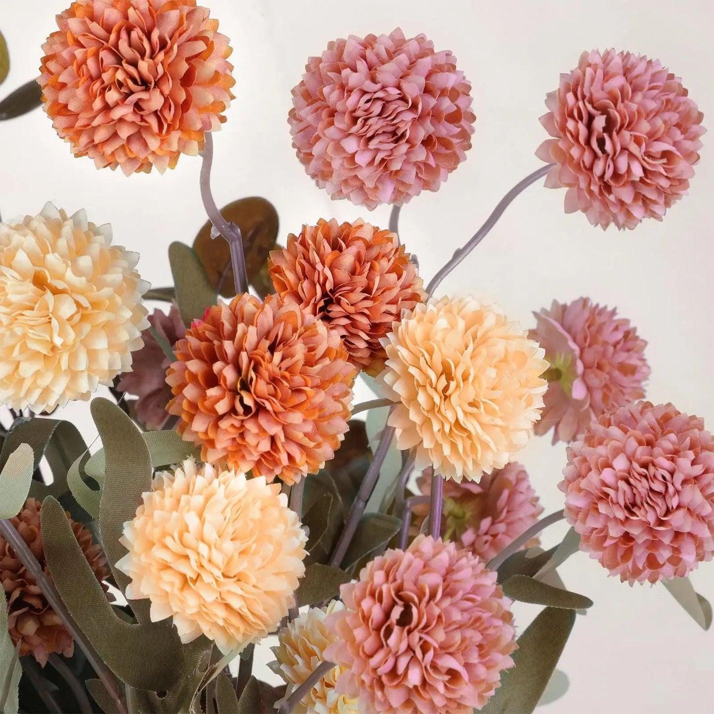 Elegant Faux Pompon Mum Stems  Realistic Autumn Chrysanthemum Ball Flowers For Bouquets  Home Decor 5