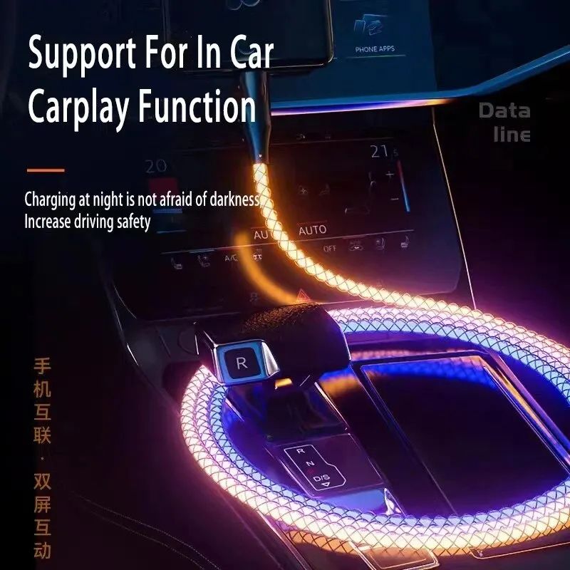 UltraCharge 6A Fast Charging 3 In 1 Charging Cable With RGB Light  Universal MultiDevice Sync  Powe 2