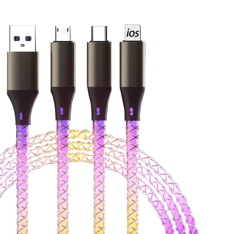 UltraCharge 6A Fast Charging 3 In 1 Charging Cable With RGB Light  Universal MultiDevice Sync  Powe 5