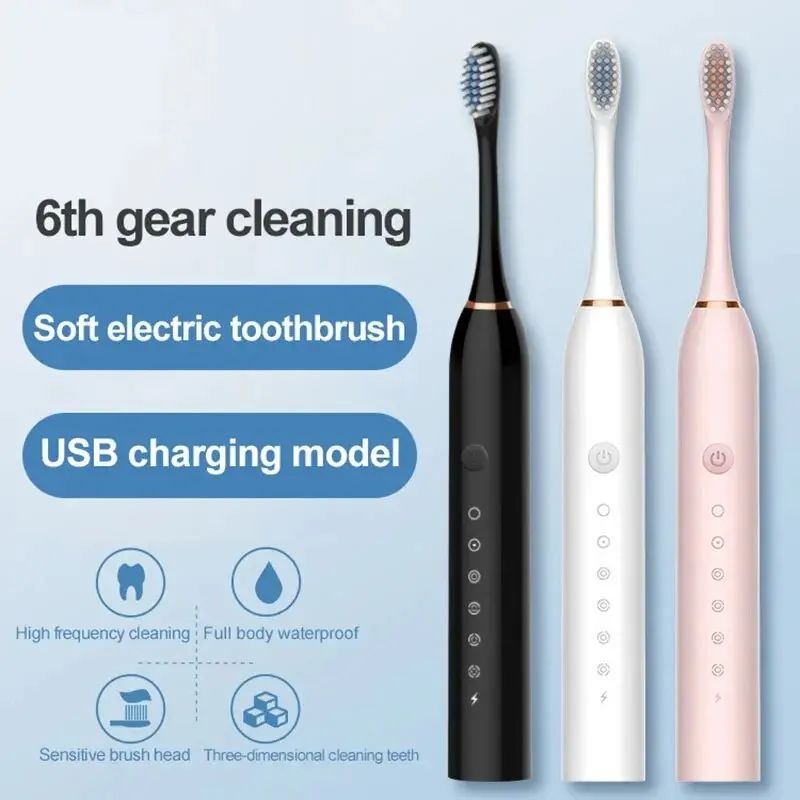 Advanced Ultrasonic Electric Toothbrush with Six-Mode Cleaning & Soft Bristle Care