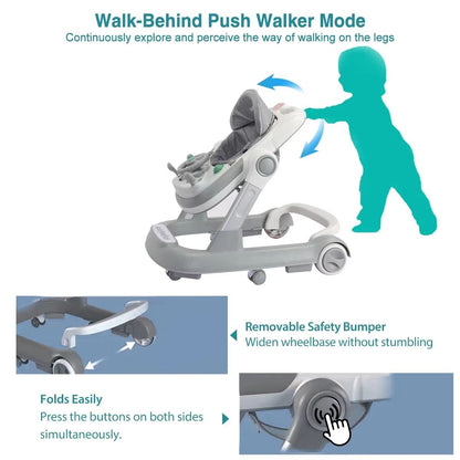 Toddler Baby Push Walker With Removable Music Tray Foldable Design And Feeding Tray 7