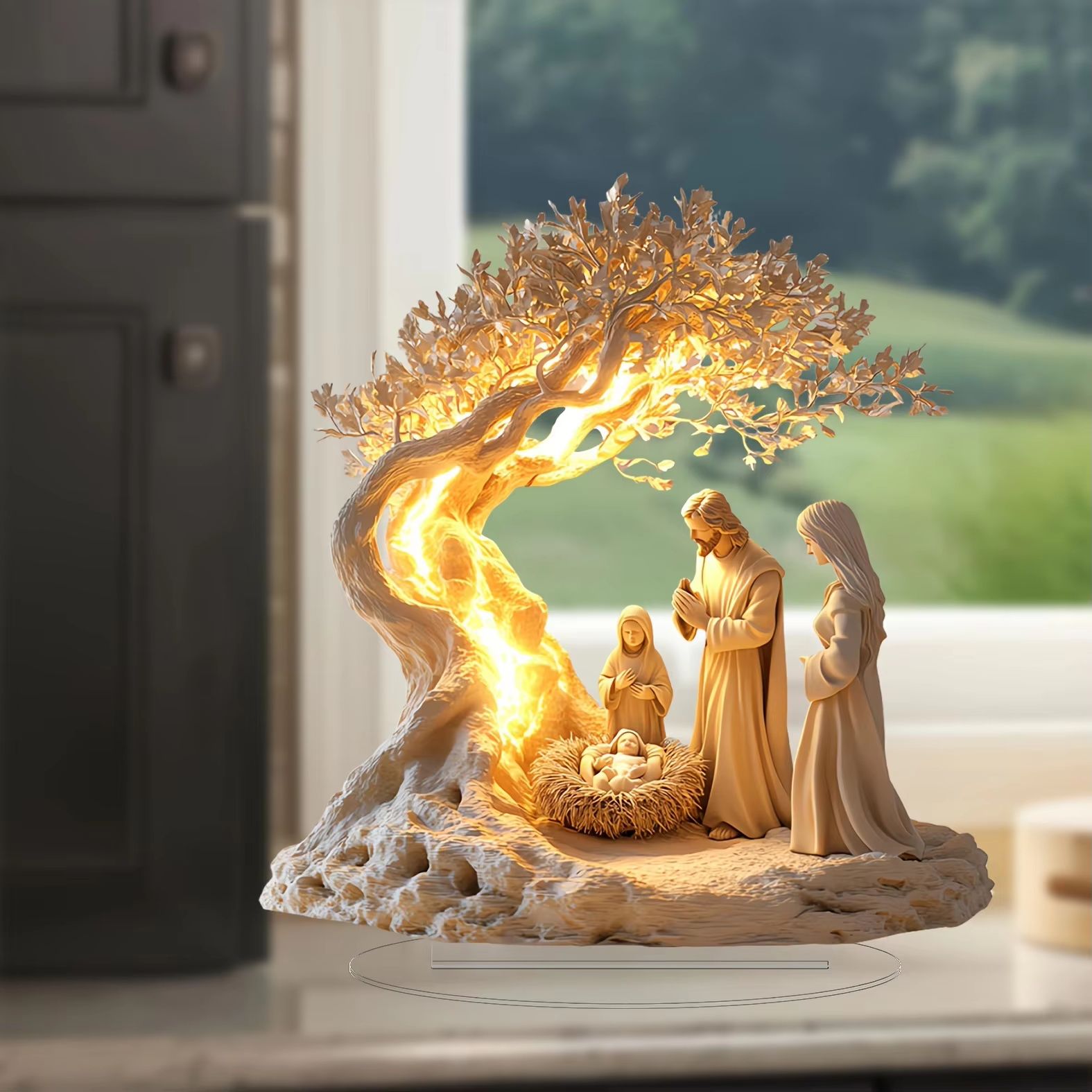 Jesus And The Tree Of Life Newborn Home Decor Desktop Decoration Acrylic Ornament Childrens Gift Ho