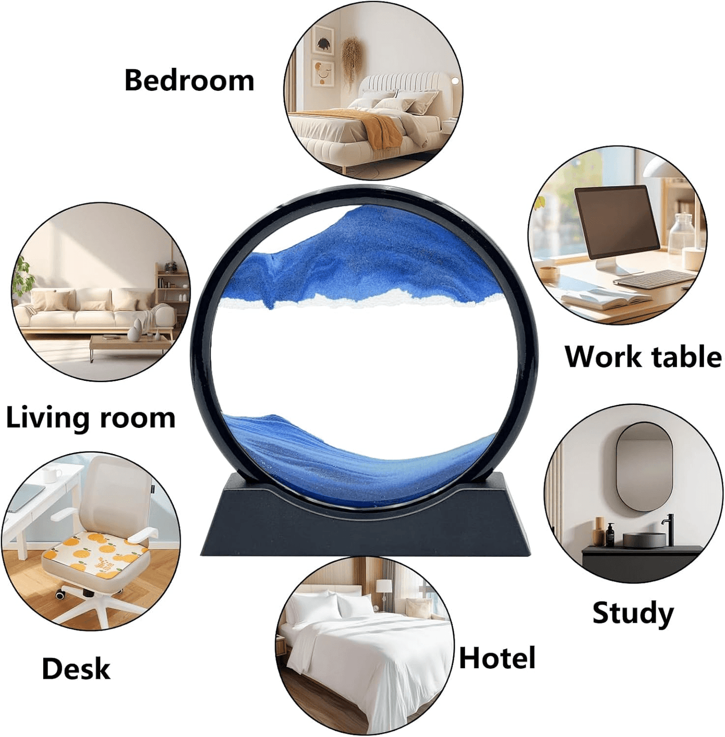3D Moving Sand Art Picture  Round Glass Deep Sea Sandscape Hourglass Quicksand Craft For Office Hom 4