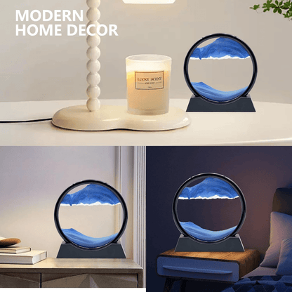 3D Moving Sand Art Picture  Round Glass Deep Sea Sandscape Hourglass Quicksand Craft For Office Hom 2